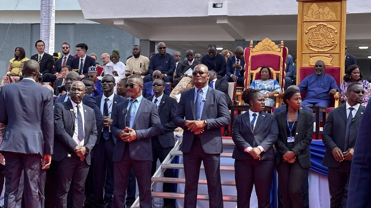 President George Weah at a state ceremony in Liberia.