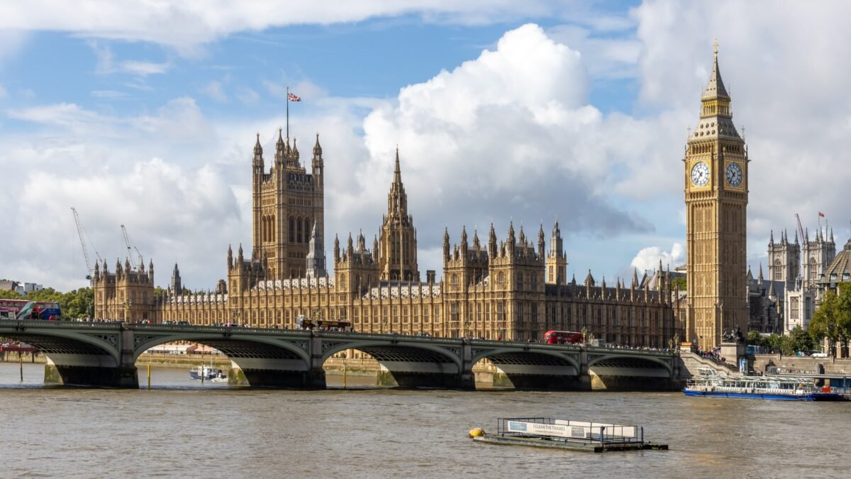 The Palace of Westminster and Westminster Bridge, London.