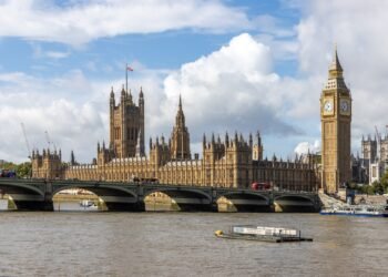 The Palace of Westminster and Westminster Bridge, London.