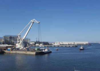 Cape Town harbour and the V&A Waterfront, South Africa.