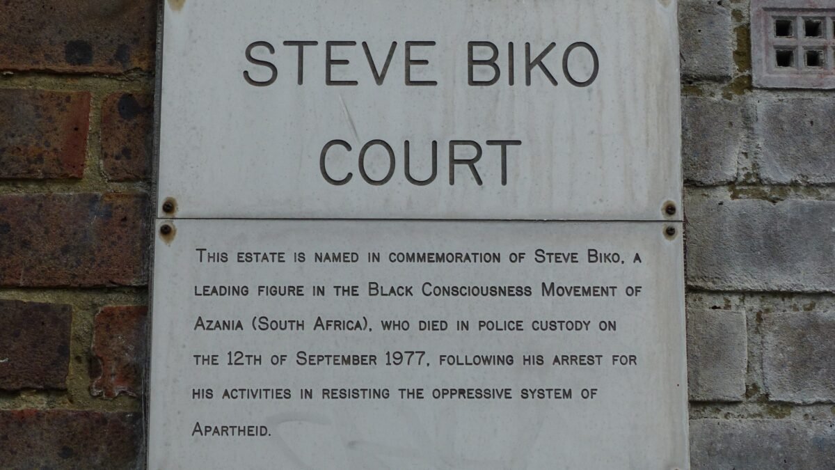 A plaque commemorating Steve Biko in South Africa.