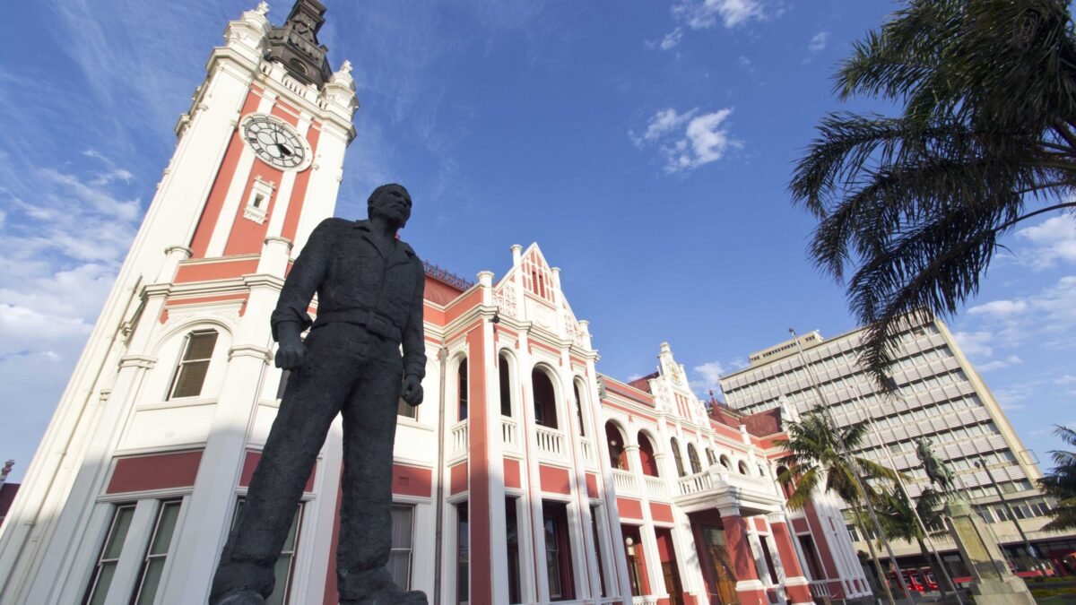 The statue of Steve Biko outside East London City Hall, South Africa.