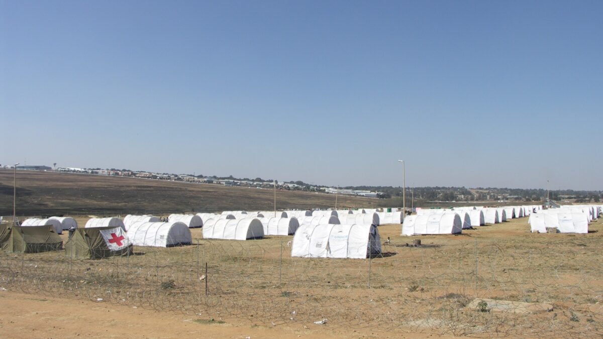 A tented camp for people displaced by xenophobic violence in South Africa.