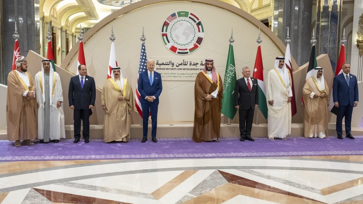 Gulf, Egyptian, Iraqi and Jordanian leaders at a regional summit in Jeddah, Saudi Arabia.