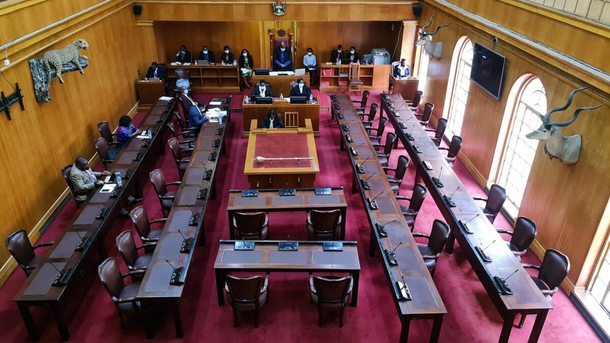 The House of Assembly chamber of the Parliament of Zimbabwe.
