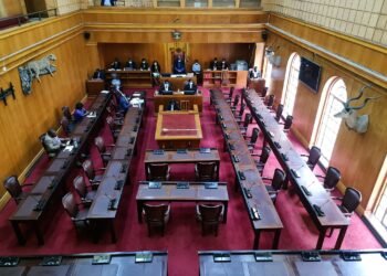 The House of Assembly chamber of the Parliament of Zimbabwe.
