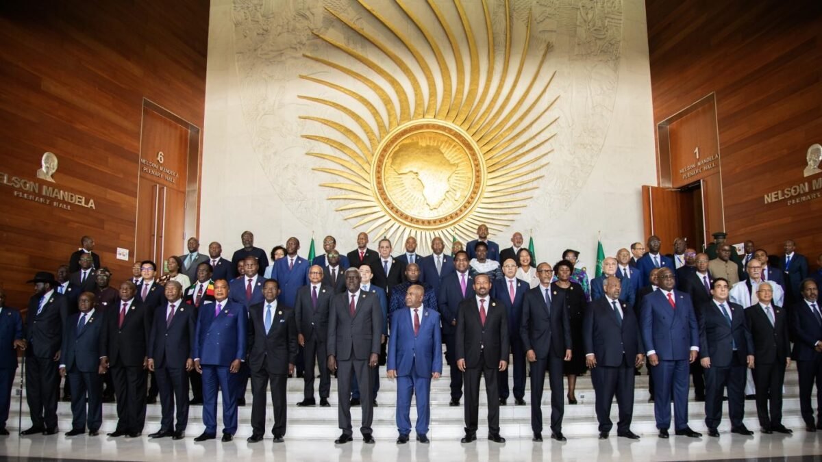 Heads of state assembled for the family photograph at the 37th African Union Summit.