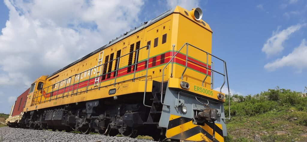A freight locomotive on the Ethiopian railway.