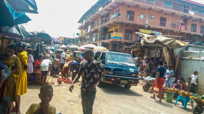 Traders and shoppers at Ose Market, Onitsha, Anambra State, Nigeria.