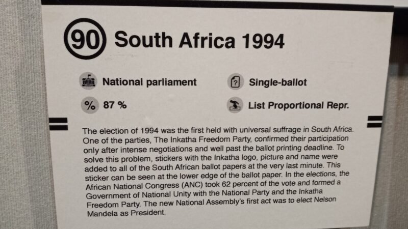 The ballot paper used in South Africa's 1994 general election.