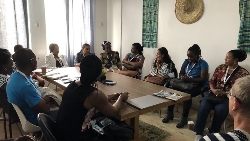 Participants in a meeting at a technology training programme in Accra.