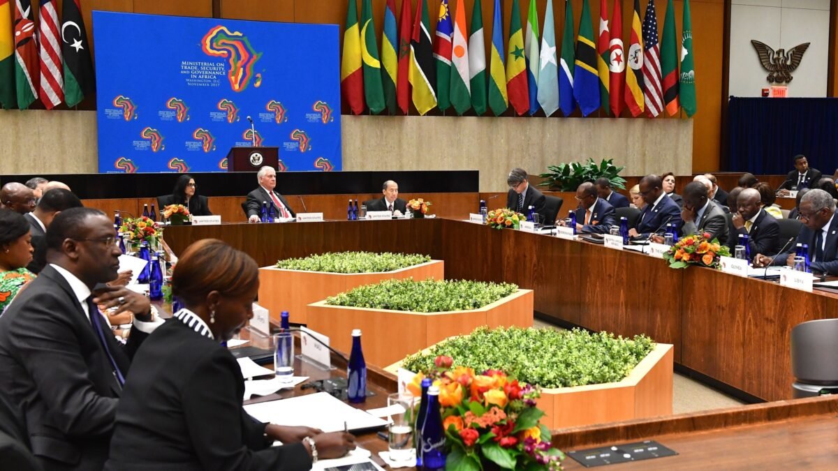 Delegates at a ministerial meeting on trade, security and governance in Africa.