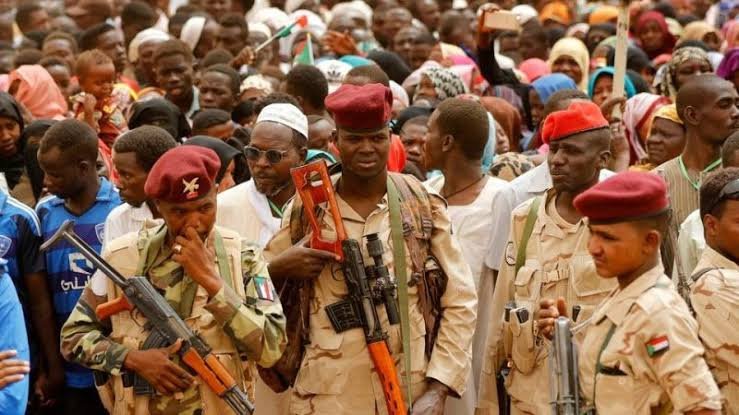 Demonstrators on the revolution train from Atbara, Sudan.