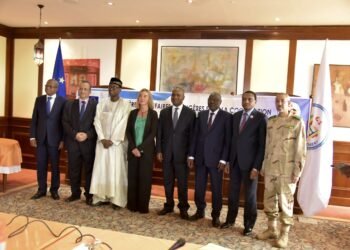 A European commissioner meeting Sahelian officials during an official visit.