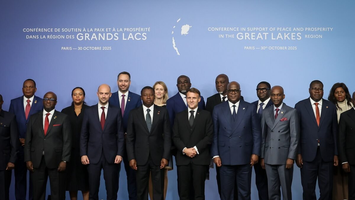 African heads of state and the French president at a conference on the Great Lakes region held in Paris.