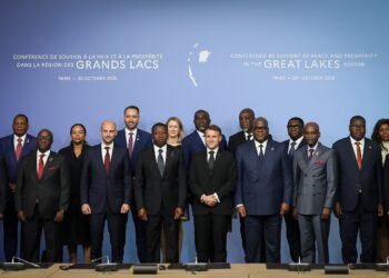 African heads of state and the French president at a conference on the Great Lakes region held in Paris.