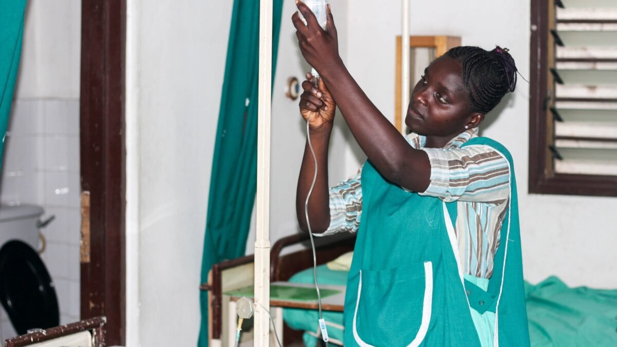 A nurse on duty in a clinic in Africa.