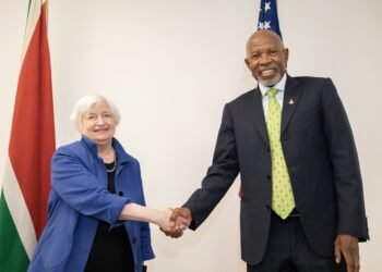 The US Treasury Secretary meeting the Governor of the South African Reserve Bank.