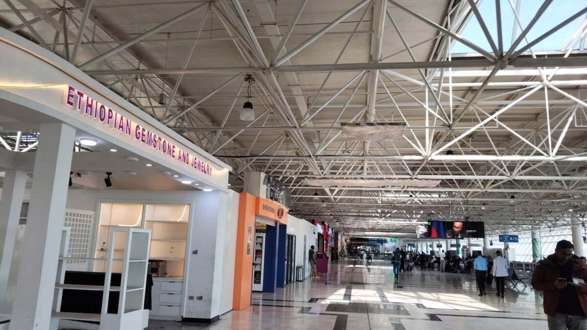 The departures concourse at Addis Ababa Bole International Airport, Ethiopia.