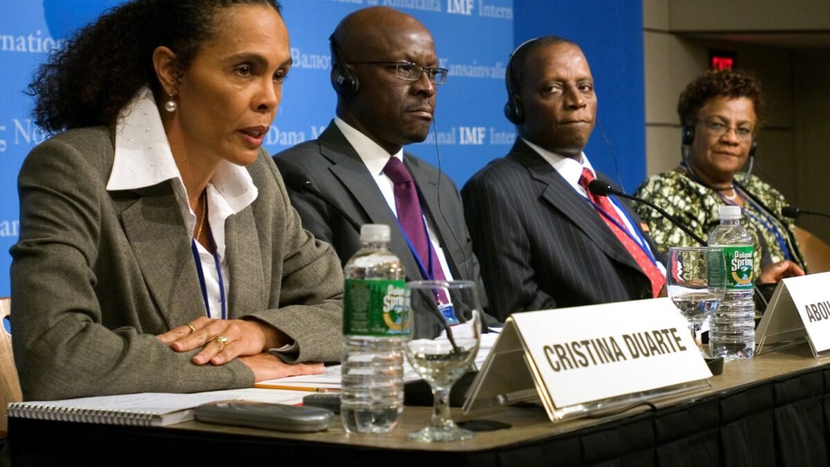 African finance ministers at a panel session at the IMF.