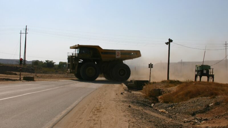 A haul truck on a mine road in Zambia.